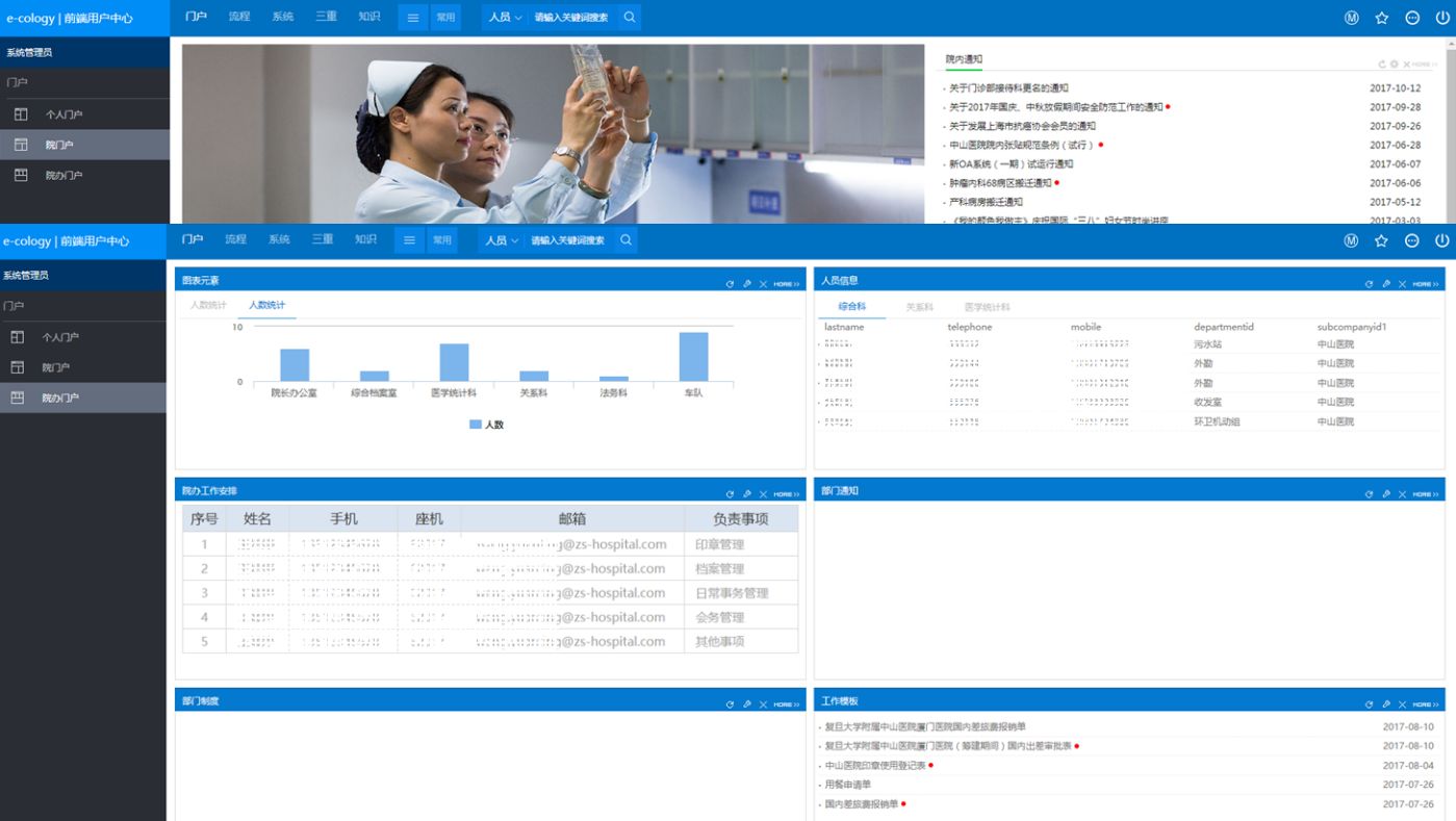 复旦大学附属中山医院的移动办公oa系统